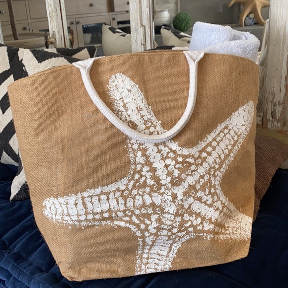 Handbags - Starfish Woven Beach Bag
